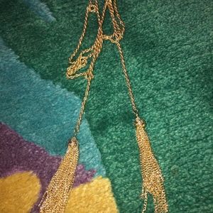 Thinropech Gold Necklace with Double Tassel